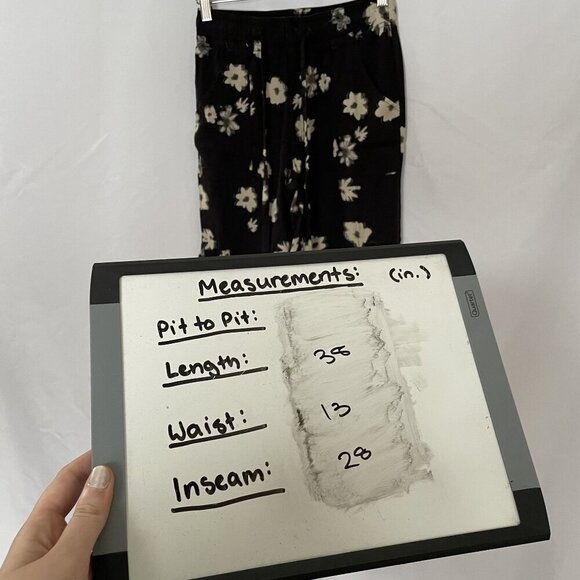 Urban Outfitters XS Black Floral Patterned Relaxed Fit Pants With Pockets - Picture 7 of 9